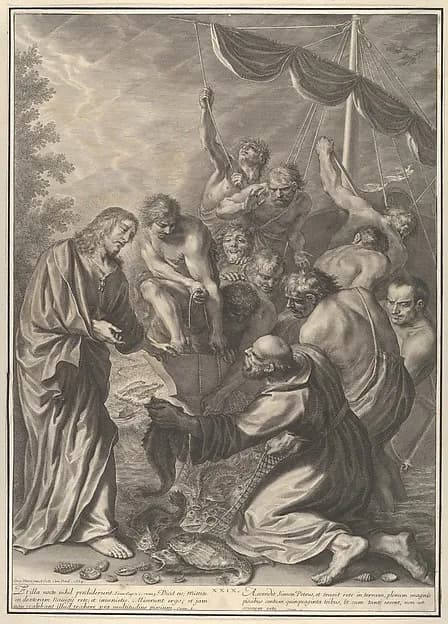 Miraculous Draught of Fishes, from The Passion of Christ, plate 29 by Grégoire Huret depicting John 1