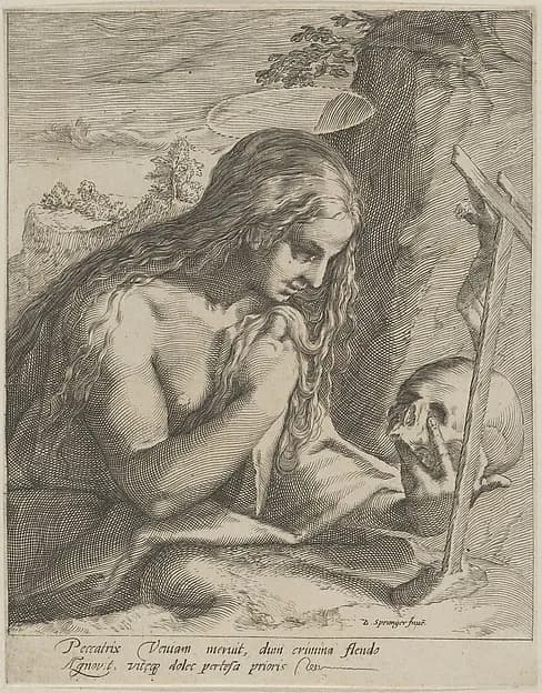 Penitent Mary Magdalen by Bartholomeus Spranger depicting Luke 7