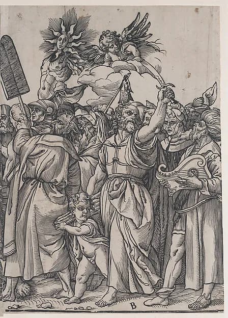 Section B: Isaac, Noah and other figures, from "The Triumph of Christ" by Andrea Andreani depicting Genesis 7
