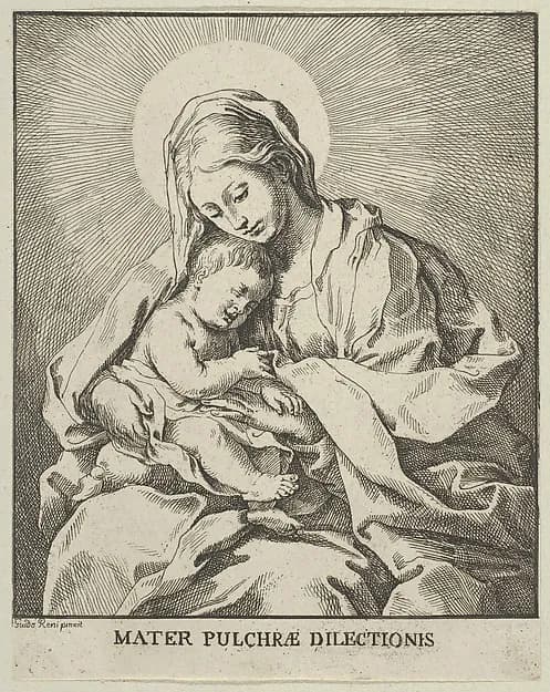 The Virgin holding the infant Christ, after Reni by Johann Christoph Winkler depicting Luke 2