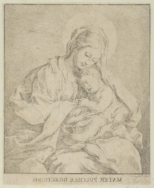 The Virgin holding the infant Christ, after Reni by Johann Christoph Winkler depicting Luke 2