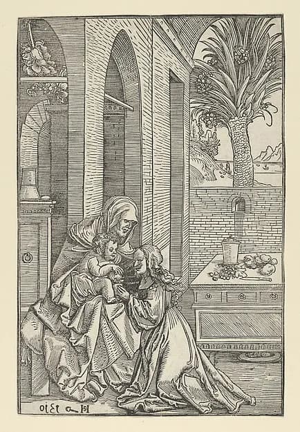 Virgin and Child with Saint Anne by Hans Schäufelein depicting Luke 1
