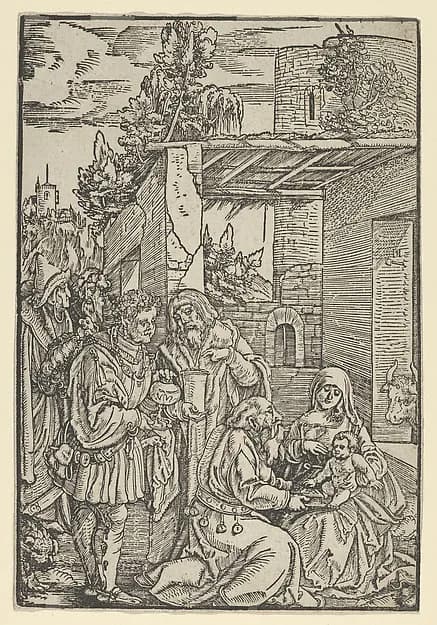 The Adoration of the Magi, from Ewangeli und Epistel by Hans Schäufelein depicting Matthew 2
