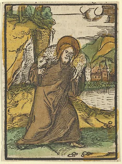 Christ as Good Shepherd, from Das Plenarium by Hans Schäufelein depicting Psalms 23