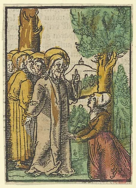 Christ and the Woman Issuing Blood, from Das Plenarium by Hans Schäufelein depicting John 1