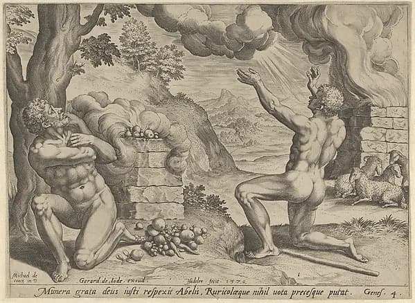 The Sacrifice of Abel, plate 1 from "The Story of Cain and Abel" by Johann Sadeler I depicting Genesis 4