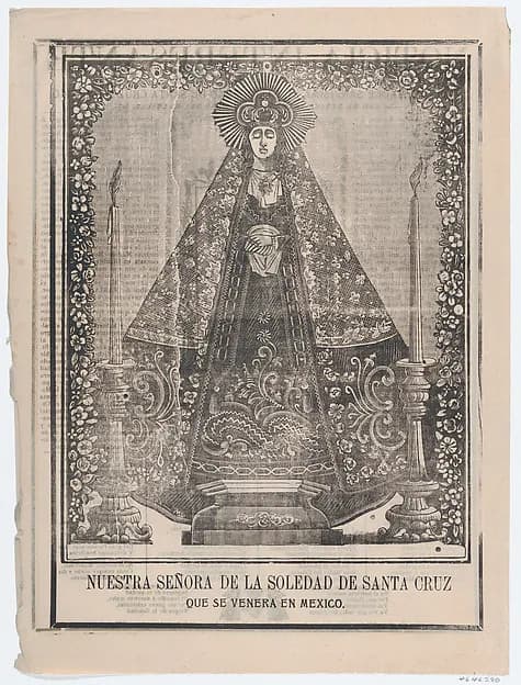 Broadsheet Our Lady of Solitude of Santa Cruz by José Guadalupe Posada depicting Luke 1