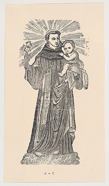 St Anthony of Padua holding the Christ child by Anonymous depicting Luke 2