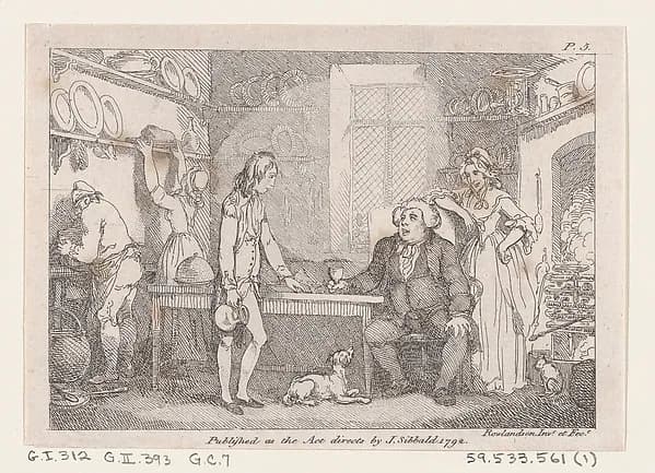 Young Adams Catechised by Parson Adams, from "The Adventures of Joseph Andrews, and his friend Mr. Abraham Adams" by Thomas Rowlandson depicting Genesis 18
