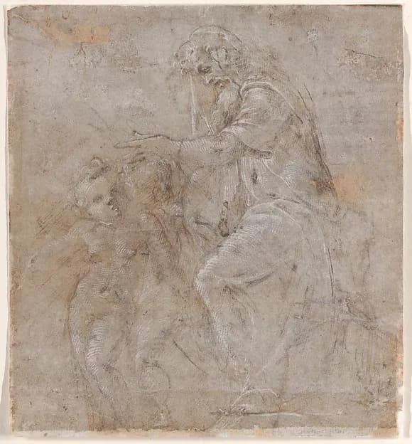 St. Joseph with the Christ Child and St. John the Baptist by Filippino Lippi depicting Matthew 3
