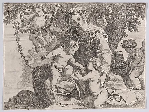 Virgin and Child with John the Baptist by François Chauveau depicting Matthew 3