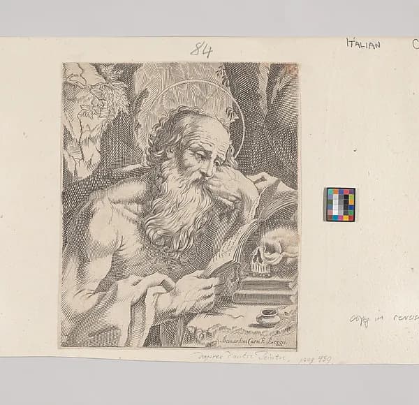 Saint Jerome Reading by Bernardino Curti depicting Romans 8
