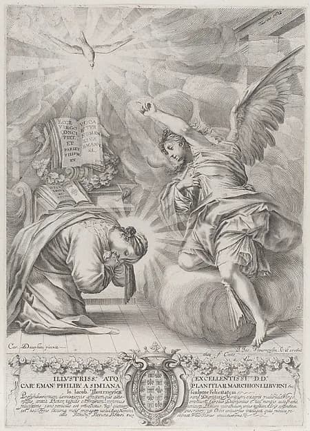 The Annunciation by Johann Jakob Thurneysen, the Elder depicting Luke 1