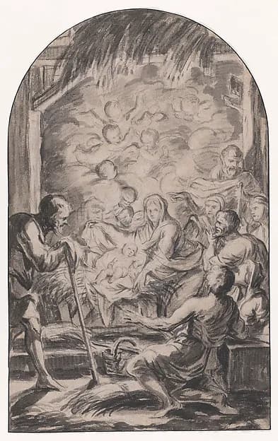 Adoration of the Shepherds by Jan Boeckhorst depicting Luke 2