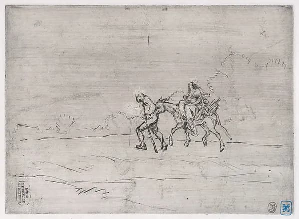 Flight into Egypt by Charles Jacque depicting Matthew 2