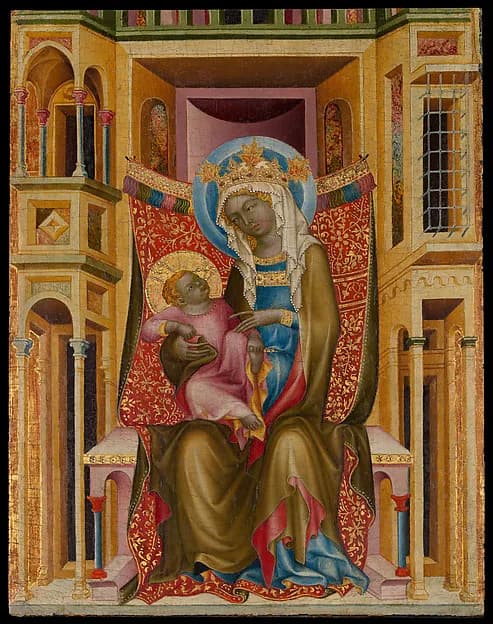 Virgin and Child Enthroned by Bohemian Painter depicting Luke 2