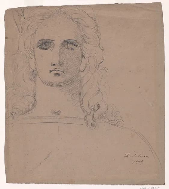 Head of King Solomon (recto); Study of a boy's head and arm (verso) by Benjamin Robert Haydon depicting 1 Kings 3
