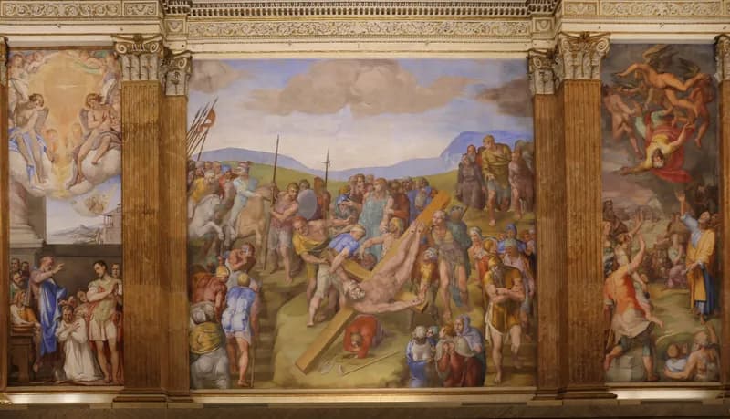The Crucifixion of Saint Peter by Michelangelo Buonarroti depicting John 21:18
