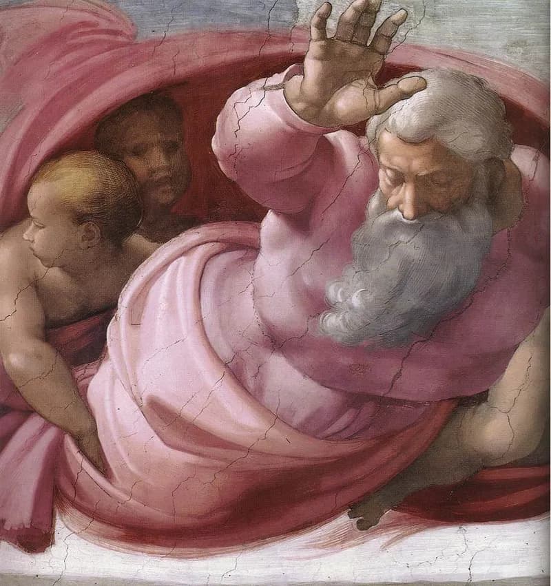 Separation of the Earth from the Waters by Michelangelo Buonarroti depicting Genesis 1:9