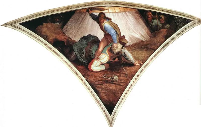 David and Goliath by Michelangelo Buonarroti depicting 1 Samuel 17:48