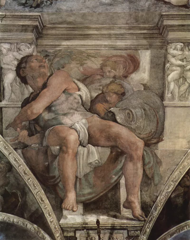 The Prophet Jonah by Michelangelo Buonarroti depicting Jonah 2:1
