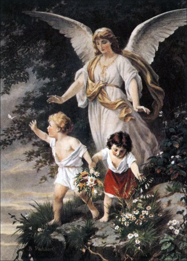 Guardian Angel (Schutzengel) by Bernhard Plockhorst depicting Psalms 91:11
