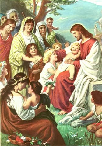 Christ Blessing the Children (Lasset die Kindlein) by Bernhard Plockhorst depicting Mark 10:13