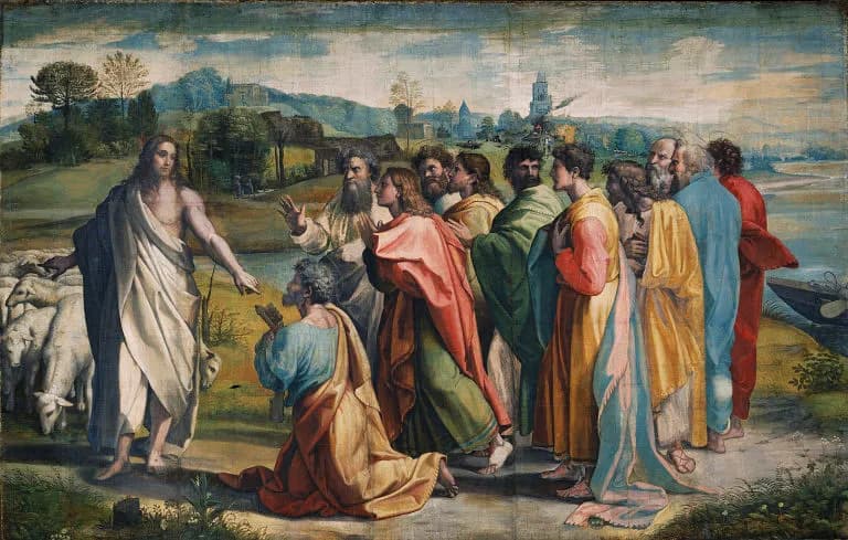Christ's Charge to Peter by Raffaello Sanzio da Urbino depicting John 21:15