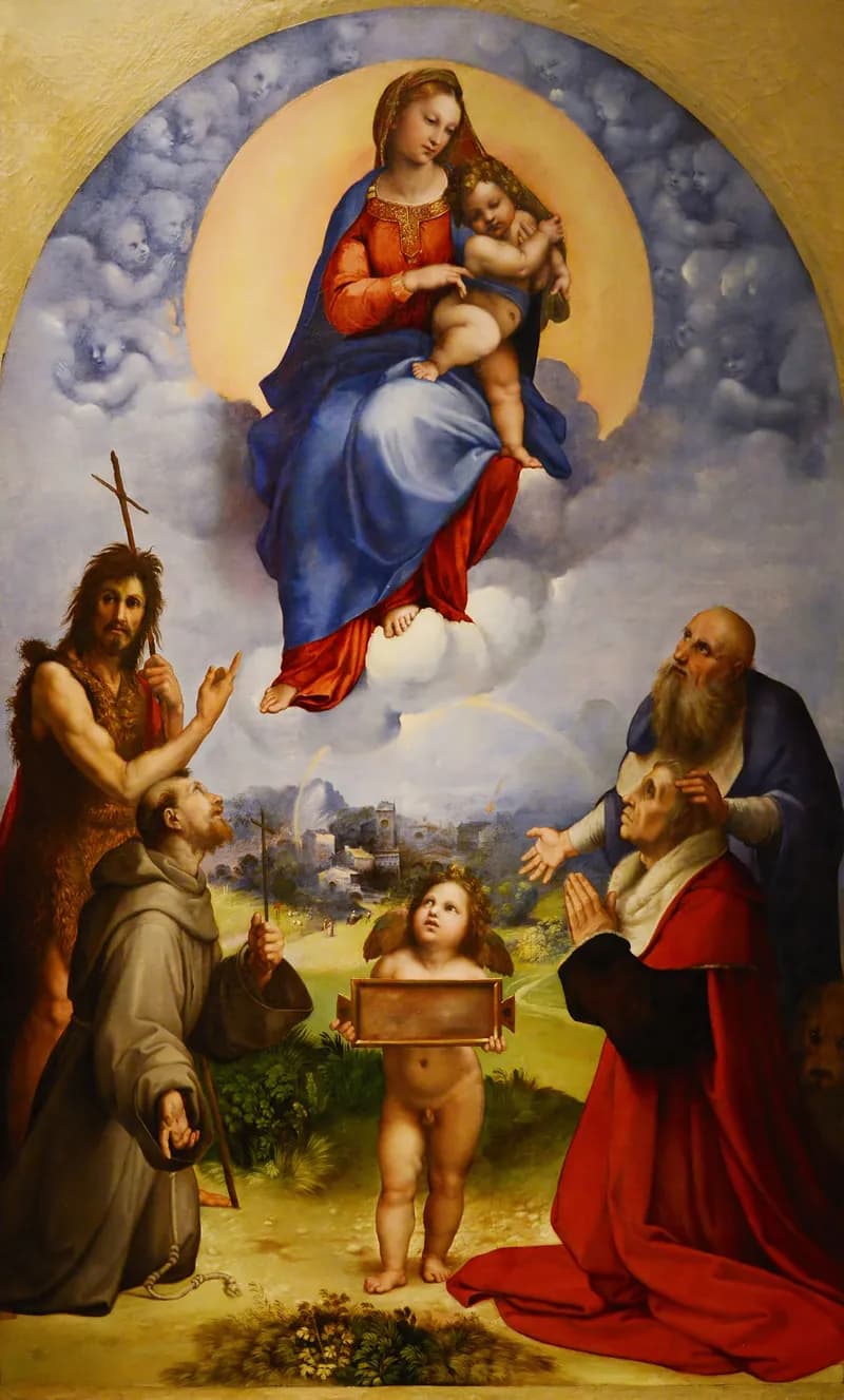 Madonna of Foligno by Raffaello Sanzio da Urbino depicting Luke 1:48