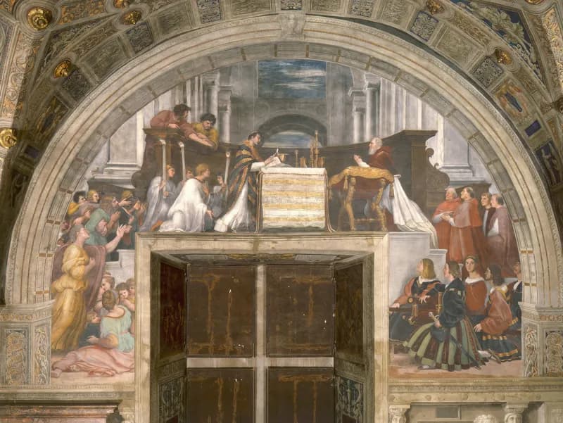 The Mass at Bolsena by Raffaello Sanzio da Urbino depicting 1 Kings 8:10
