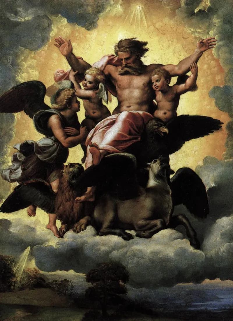 The Vision of Ezekiel by Raffaello Sanzio da Urbino depicting Ezekiel 1:4
