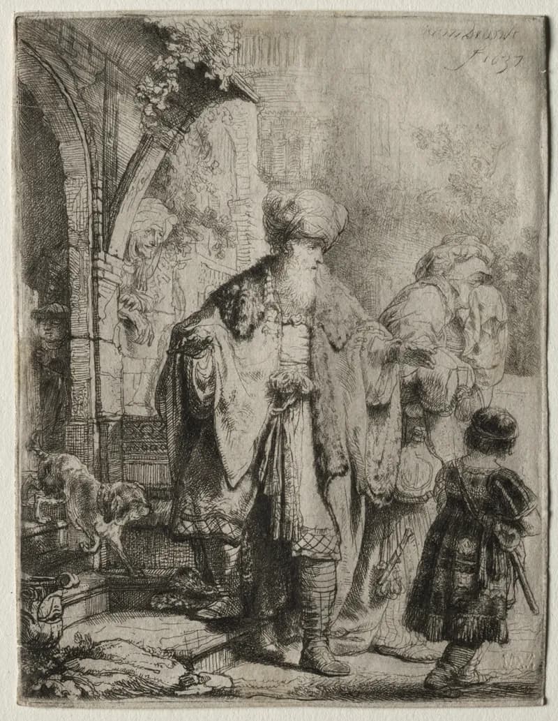 Abraham Casting Out Hagar and Ishmael by Rembrandt van Rijn depicting Genesis 21:9