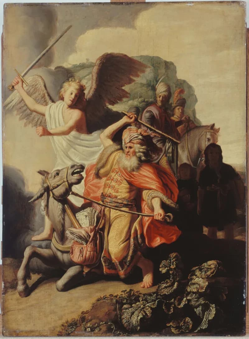 Balaam and the Ass by Rembrandt van Rijn depicting Numbers 22:27