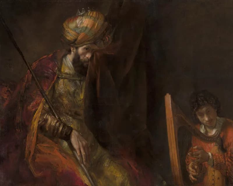 David Playing the Harp Before Saul by Rembrandt van Rijn depicting 1 Samuel 16:23