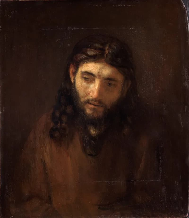 Head of Christ by Rembrandt van Rijn depicting Matthew 11:28