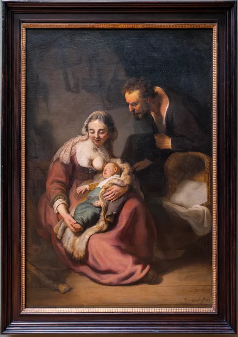 The Holy Family by Rembrandt van Rijn depicting Matthew 1:18