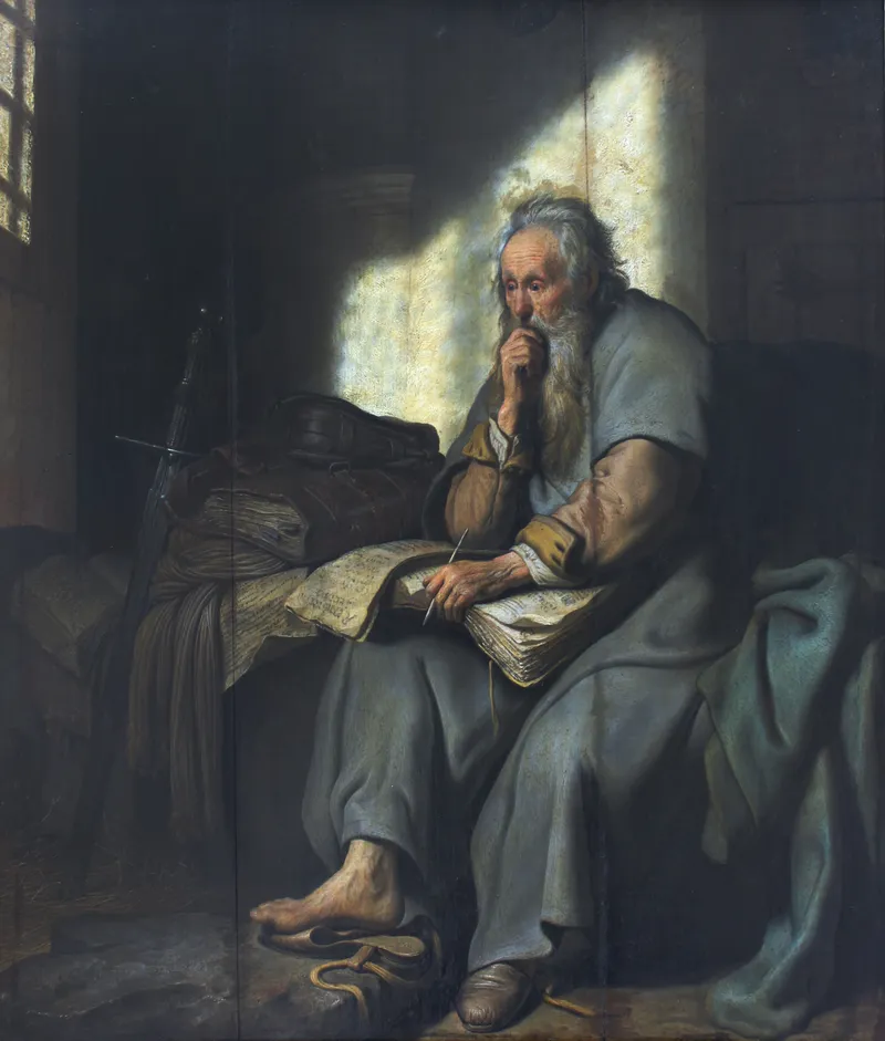 Saint Paul in Prison by Rembrandt van Rijn depicting Philippians 1:12