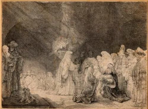 The Presentation at the Temple by Rembrandt van Rijn depicting Luke 2:22