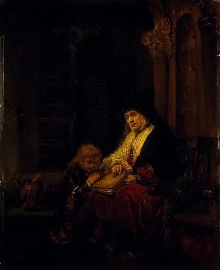 The Prophetess Anna by Rembrandt van Rijn depicting Luke 2:36