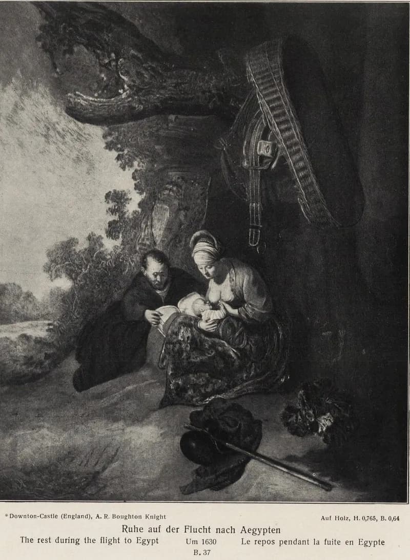Rest on the Flight into Egypt by Rembrandt van Rijn depicting Matthew 2:13
