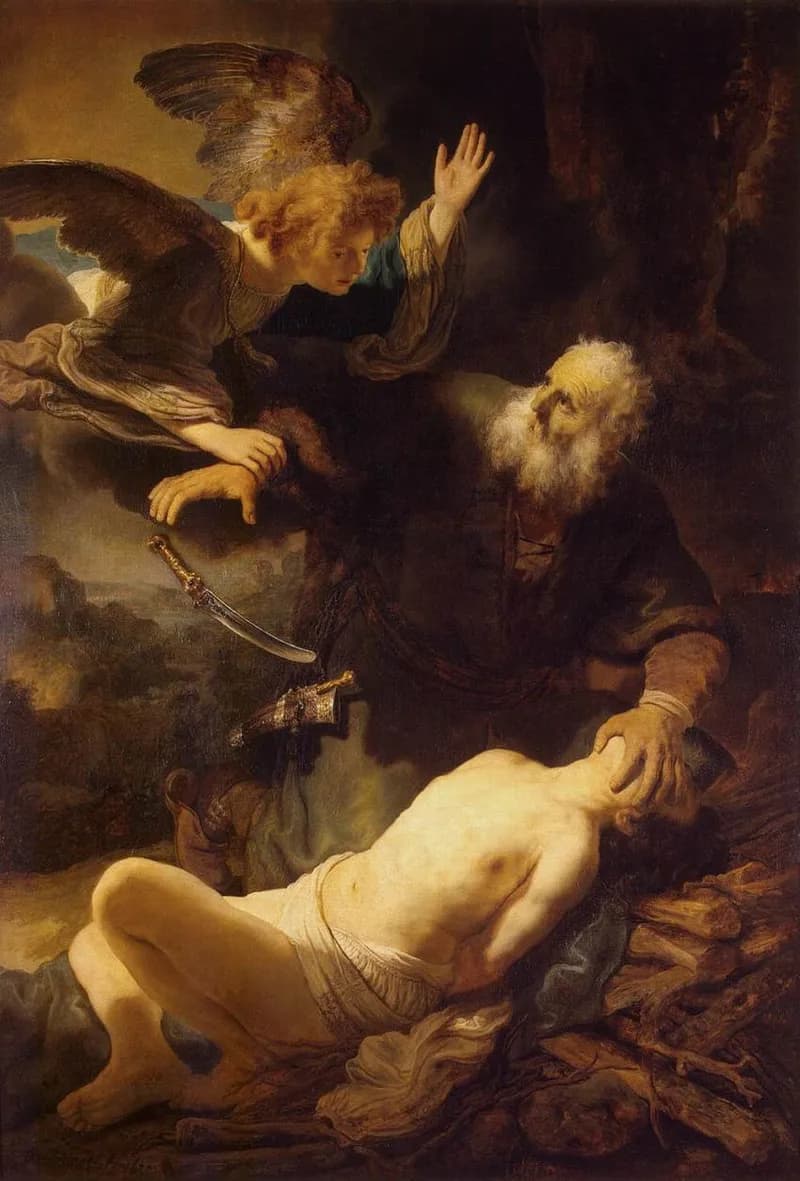The Sacrifice of Isaac by Rembrandt van Rijn depicting Genesis 22:10