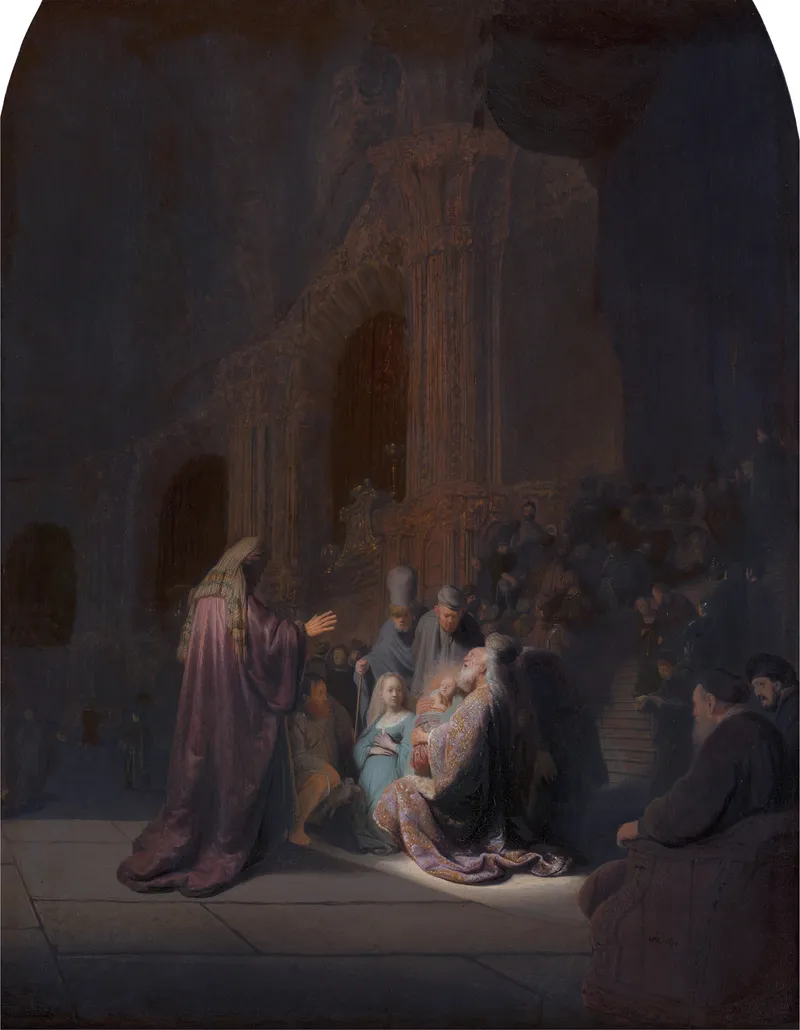 Simeon's Song of Praise (1669) by Rembrandt van Rijn depicting Luke 2:25