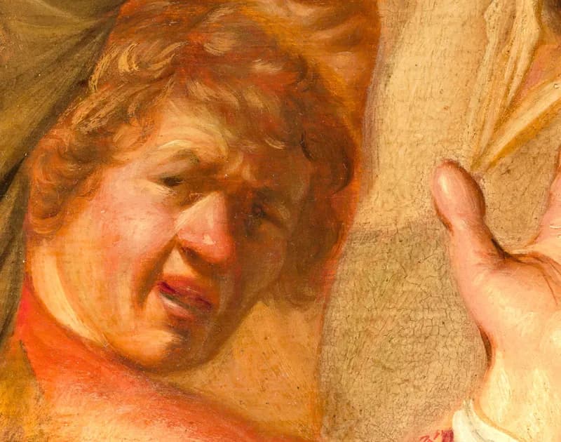 The Stoning of Saint Stephen by Rembrandt van Rijn depicting Acts 7:54