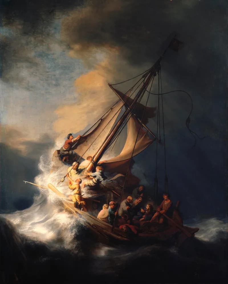 The Storm on the Sea of Galilee by Rembrandt van Rijn depicting Luke 8:22