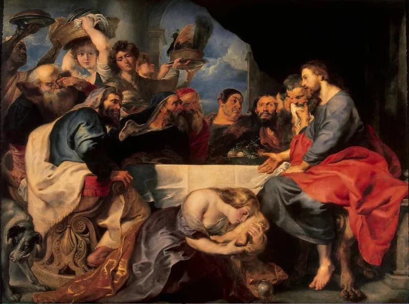 The Feast of Simon the Pharisee by Peter Paul Rubens depicting Luke 7:36