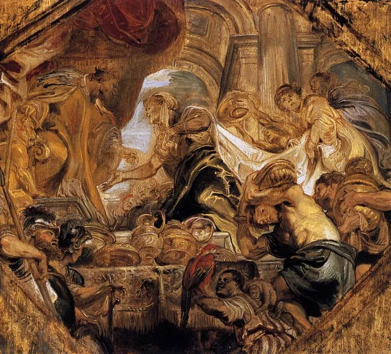Solomon and the Queen of Sheba by Peter Paul Rubens depicting 1 Kings 10:1