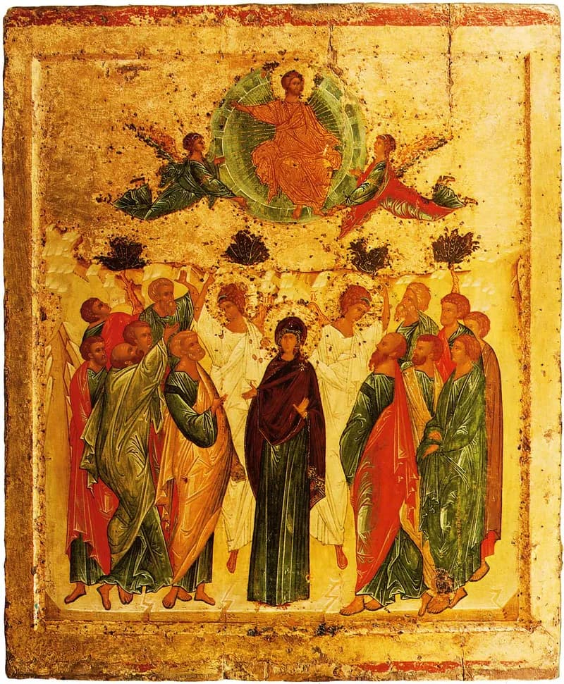 The Ascension by Andrei Rublev depicting Acts 1:9