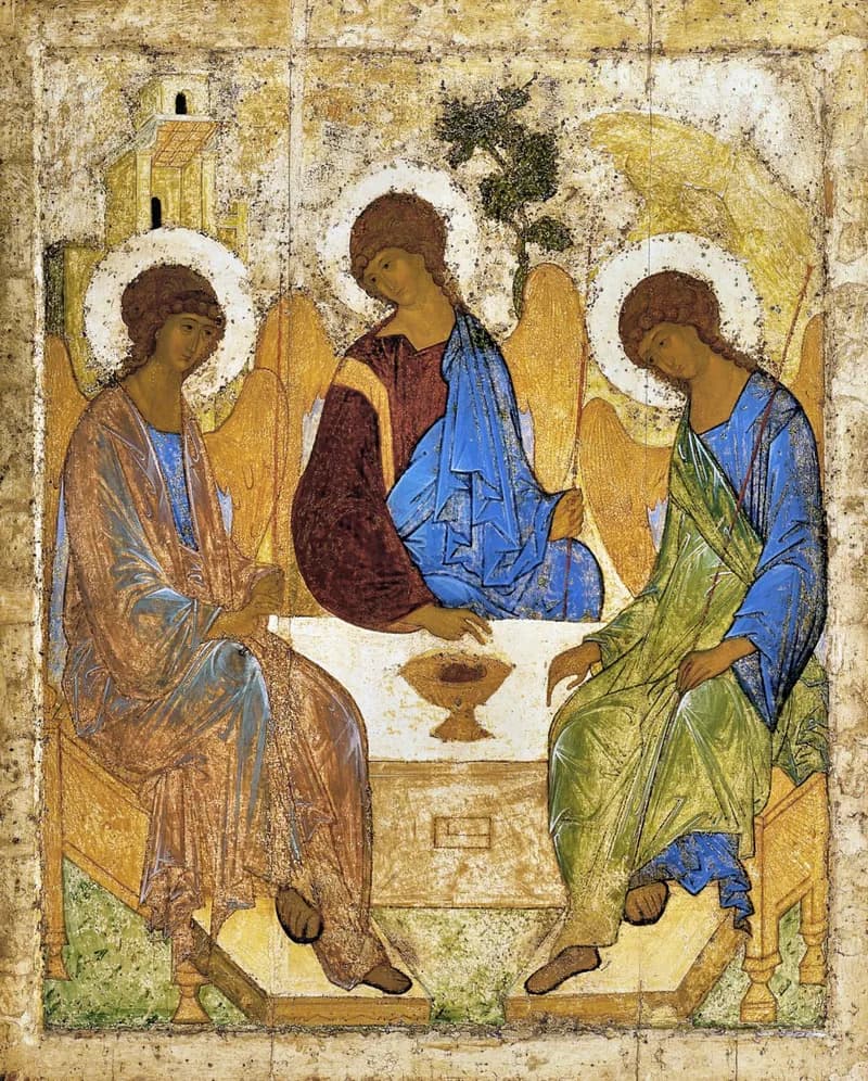 The Hospitality of Abraham by Andrei Rublev depicting Genesis 18:1
