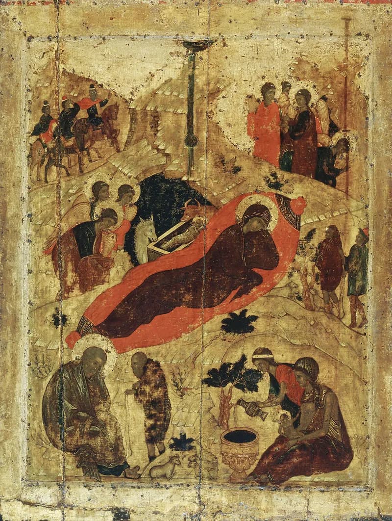 The Nativity by Andrei Rublev depicting Luke 2:6