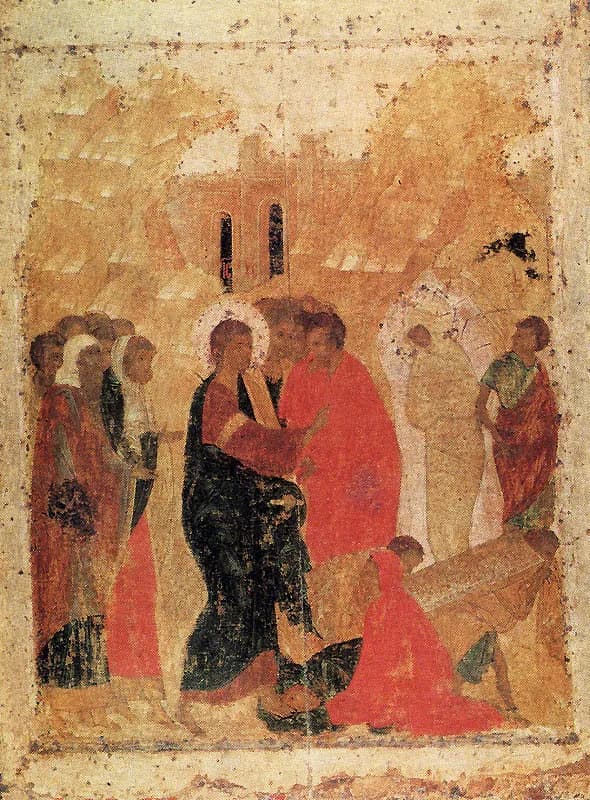 The Resurrection of Lazarus by Andrei Rublev depicting John 11:38